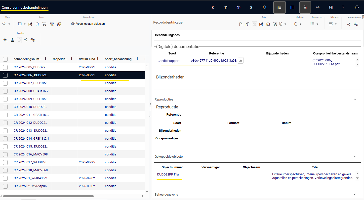 screenshot Conserveringsbehandelingen