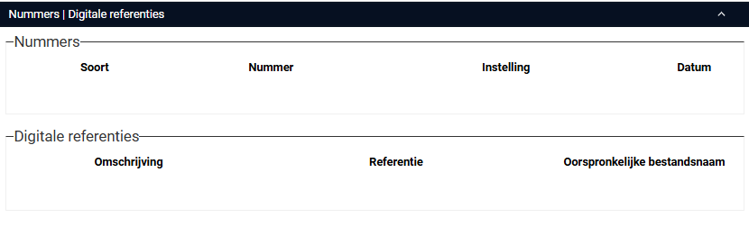screenshot tabblad Nummers | Relaties